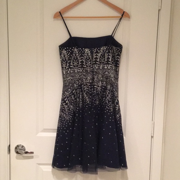 Masquerade Dark Blue Midi Dress Size 7/8 - Picture 12 of 13